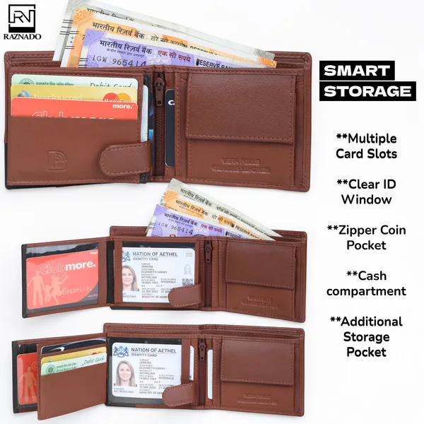 RAZNADO_Genuine_Leather_Wallet_for_Men_|_Slim_&_Stylish_Bi-Fold_Wallet_|_Multiple_Card_Slots,_ID_Window,_Currency_Compartment_&_Coin_Pocket_|_Premium_Gift_Box