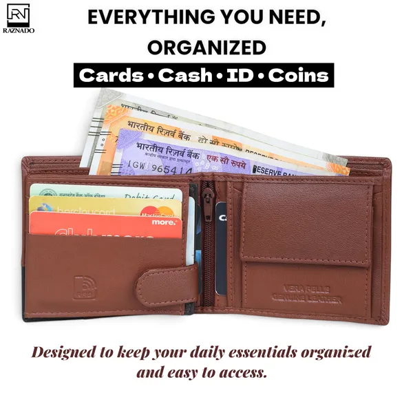 RAZNADO_Genuine_Leather_Wallet_for_Men_|_Slim_&_Stylish_Bi-Fold_Wallet_|_Multiple_Card_Slots,_ID_Window,_Currency_Compartment_&_Coin_Pocket_|_Premium_Gift_Box