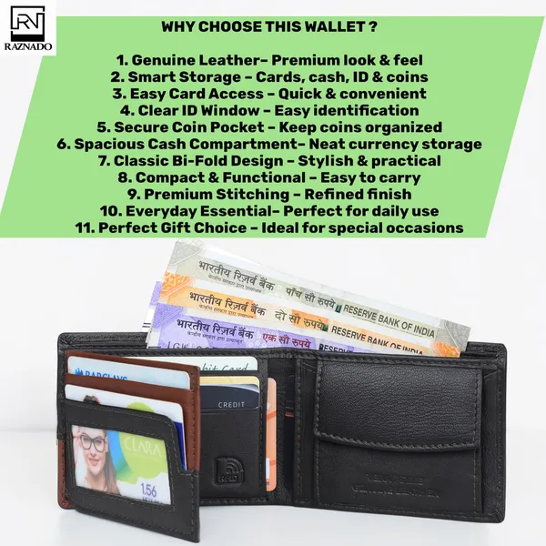 RAZNADO_Genuine_Leather_Wallet_for_Men_|_Slim_&_Stylish_Bi-Fold_Wallet_|_Multiple_Card_Slots,_ID_Window,_Currency_Compartment_&_Coin_Pocket_|_Premium_Gift_Box