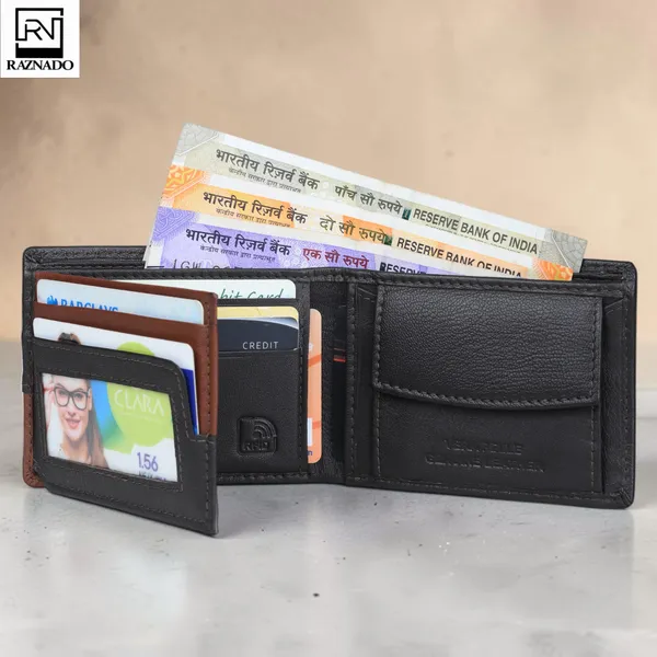 RAZNADO_Genuine_Leather_Wallet_for_Men_|_Slim_&_Stylish_Bi-Fold_Wallet_|_Multiple_Card_Slots,_ID_Window,_Currency_Compartment_&_Coin_Pocket_|_Premium_Gift_Box