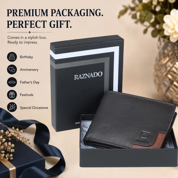 RAZNADO_Genuine_Leather_Wallet_for_Men_|_Slim_&_Stylish_Bi-Fold_Wallet_|_Multiple_Card_Slots,_ID_Window,_Currency_Compartment_&_Coin_Pocket_|_Premium_Gift_Box