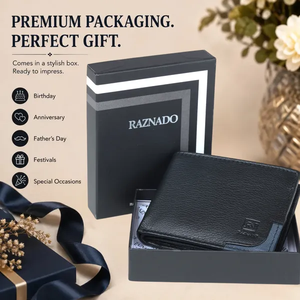 RAZNADO_Genuine_Leather_Wallet_for_Men_|_Slim_&_Stylish_Bi-Fold_Wallet_|_Multiple_Card_Slots,_ID_Window,_Currency_Compartment_&_Coin_Pocket_|_Premium_Gift_Box