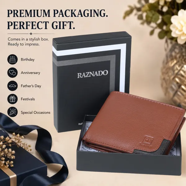 RAZNADO_Genuine_Leather_Wallet_for_Men_|_Slim_&_Stylish_Bi-Fold_Wallet_|_Multiple_Card_Slots,_ID_Window,_Currency_Compartment_&_Coin_Pocket_|_Premium_Gift_Box