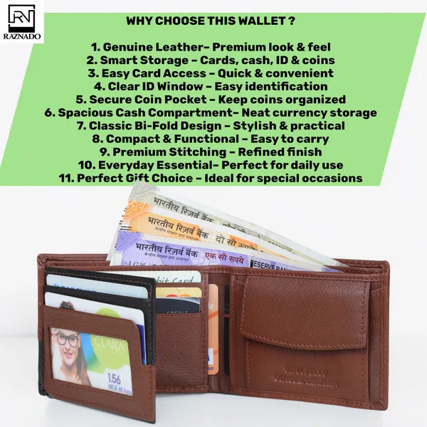 RAZNADO_Genuine_Leather_Wallet_for_Men_|_Slim_&_Stylish_Bi-Fold_Wallet_|_Multiple_Card_Slots,_ID_Window,_Currency_Compartment_&_Coin_Pocket_|_Premium_Gift_Box