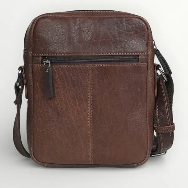 Brown_Cognac_Leather_Two-Tone_Front_Zip_Crossbody_Bag_Medium_Size_For_Unisex