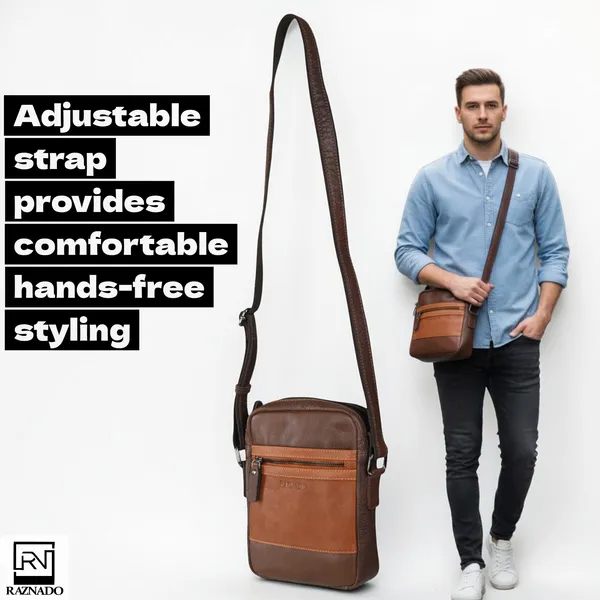Brown_Cognac_Leather_Two-Tone_Front_Zip_Crossbody_Bag_Medium_Size_For_Unisex