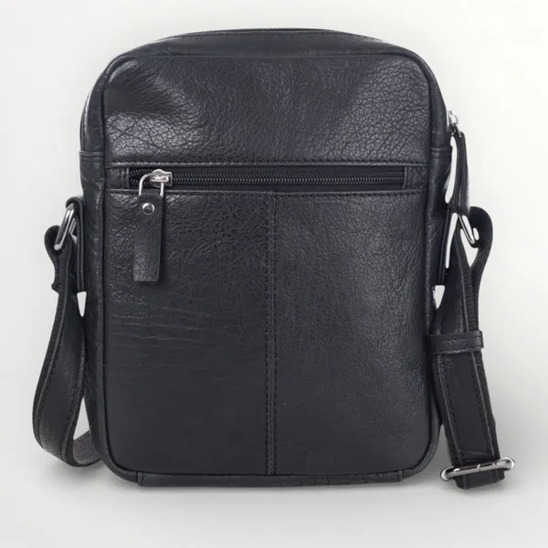 Black_Leather_Two-Tone_Front_Zip_Crossbody_Bag_Medium_Size_For_Unisex