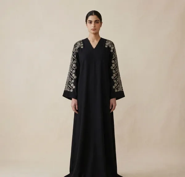 Black_Nida_Fabric_Flowy_Silver_Sequin_Embroidered_Abaya_For_Women