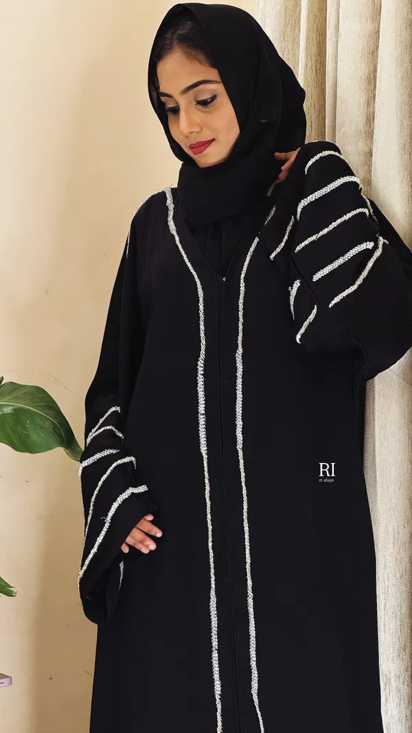 Black_Imported_Fabric_Relaxed_Silver_Thread_Embroidered_Abaya_For_Women