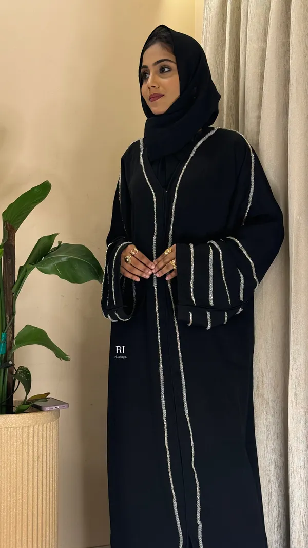 Black_Imported_Fabric_Relaxed_Silver_Thread_Embroidered_Abaya_For_Women