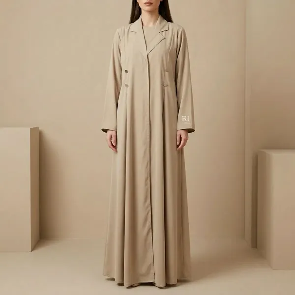 Beige_Prada_Fabric_Relaxed_Fit_Coat_Style_Abaya_For_Women
