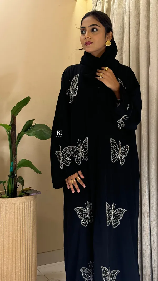 Black_Imported_Fabric_Relaxed_Fit_Butterfly_Embroidered_Abaya_For_Women