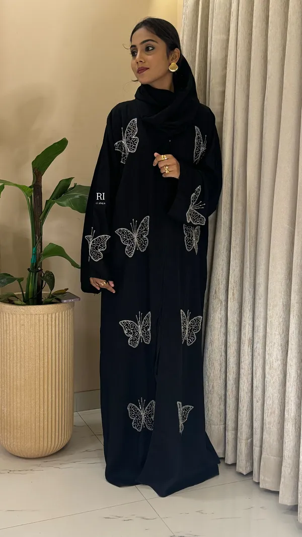 Black_Imported_Fabric_Relaxed_Fit_Butterfly_Embroidered_Abaya_For_Women