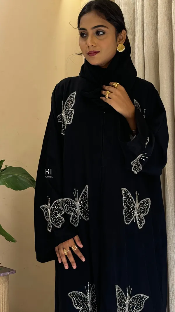 Black_Imported_Fabric_Relaxed_Fit_Butterfly_Embroidered_Abaya_For_Women