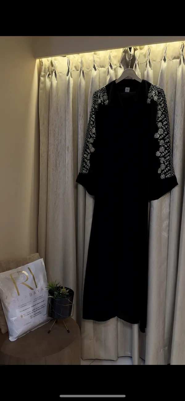 Black_Nida_Fabric_Flowy_Silver_Sequin_Embroidered_Abaya_For_Women