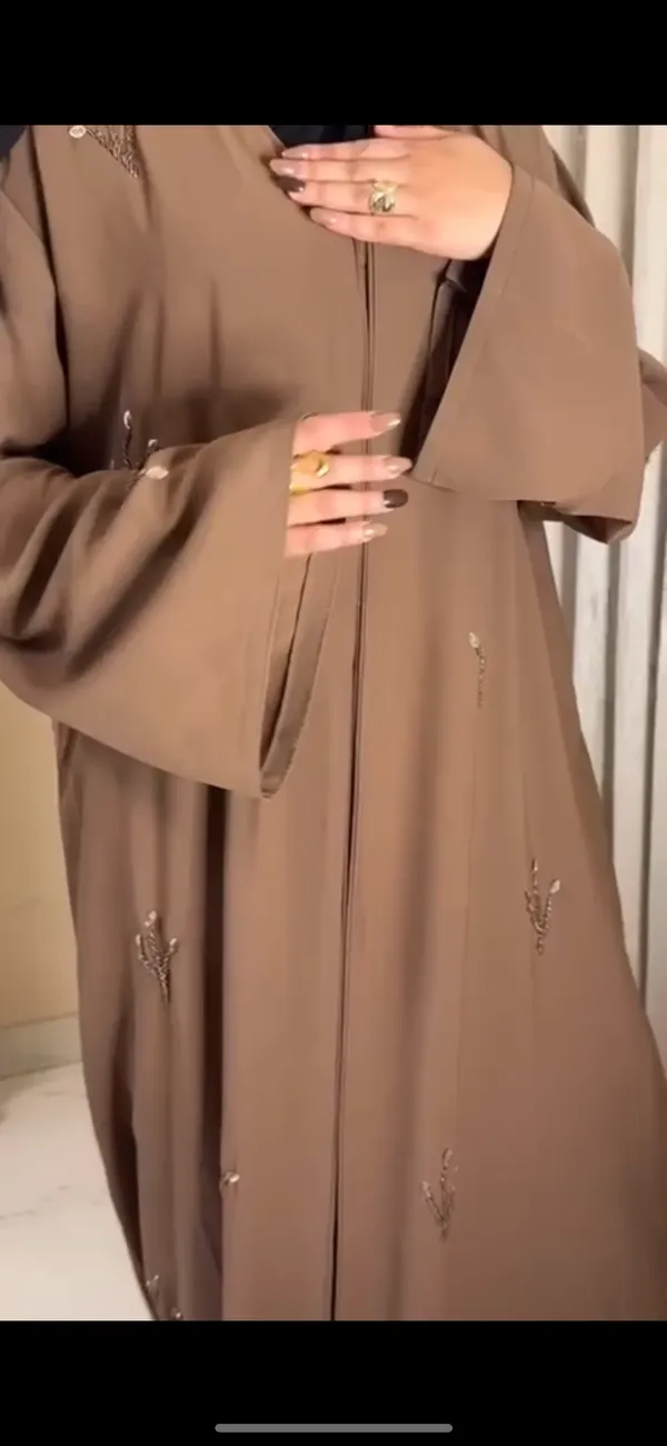 Brown_Prada_Fabric_Relaxed_Floral_Embroidered_Abaya_For_Women