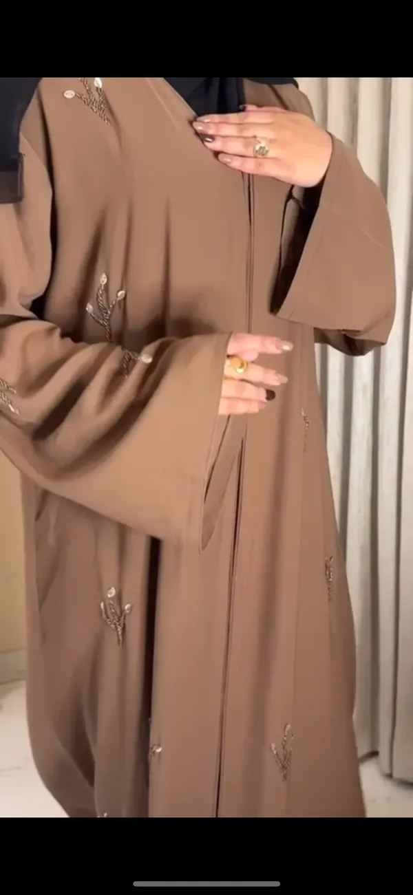 Brown_Prada_Fabric_Relaxed_Floral_Embroidered_Abaya_For_Women
