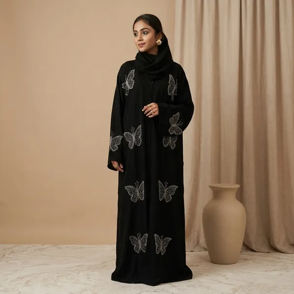 Black_Imported_Fabric_Relaxed_Fit_Butterfly_Embroidered_Abaya_For_Women
