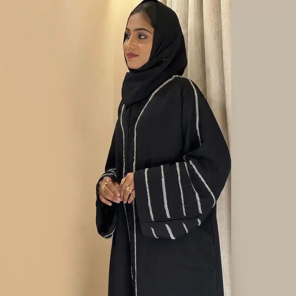 Black_Imported_Fabric_Relaxed_Silver_Thread_Embroidered_Abaya_For_Women