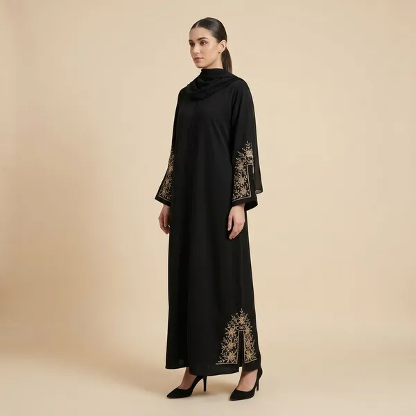 Black_Imported_Fabric_Relaxed_Gold_Floral_Embroidered_Bridal_Abaya_For_Women