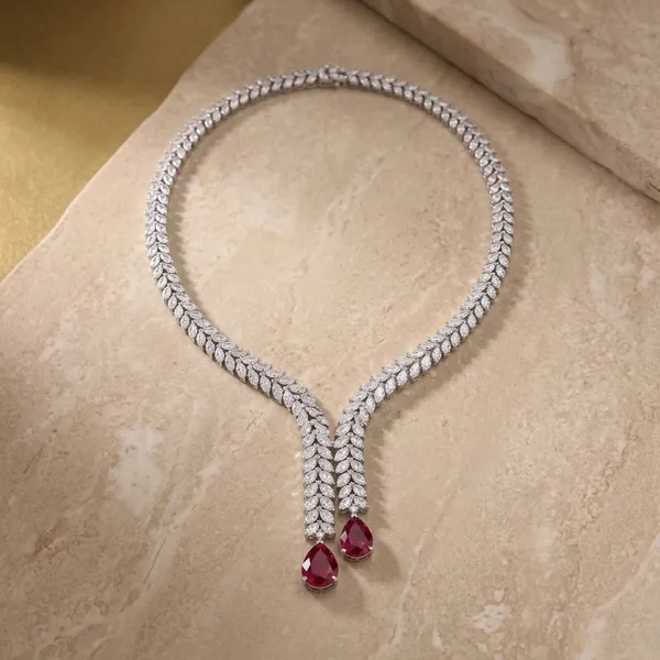 Silver_Toned_Leaf_Design_Necklace_Set_With_Pink_Stones
