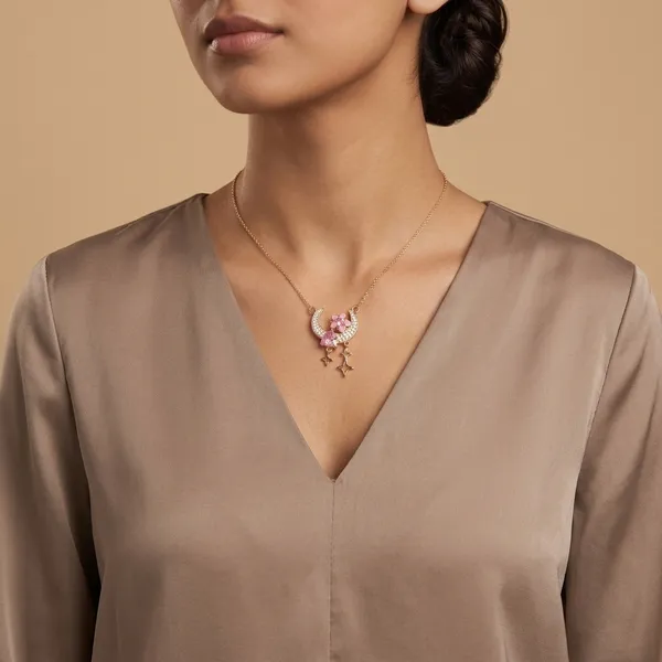Gold_Toned_Moon_Star_Pink_Crystal_Pendant_Necklace_For_Women