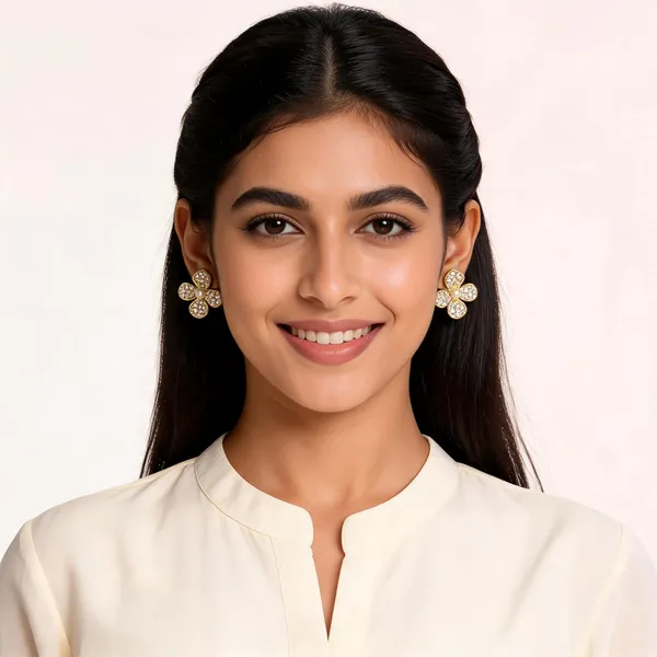 Gold_Toned_Floral_Stud_Earrings_With_Pearl_And_Crystal_Accents
