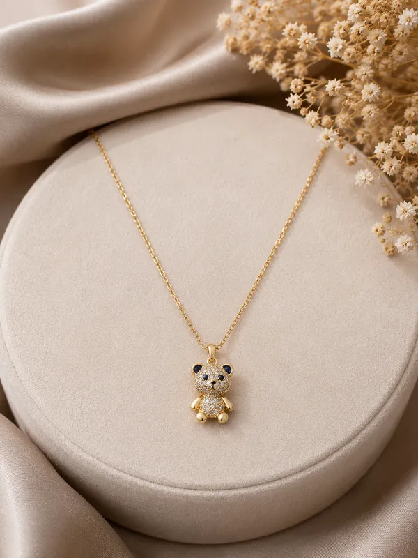 Gold_Plated_Bear_Pendant_Necklace_For_Women