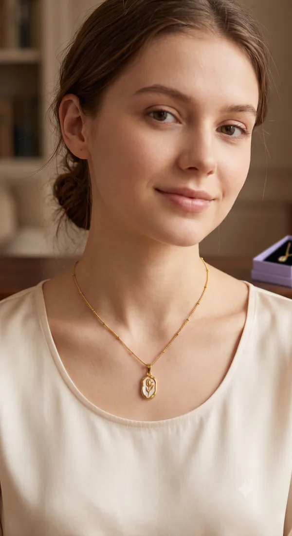 Gold_Plated_White_Enamel_Rose_Pendant_Necklace_For_Women