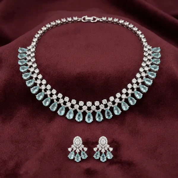 Silver_Toned_Mint_Green_Stone_Studded_Necklace_And_Earrings_Set_For_Women