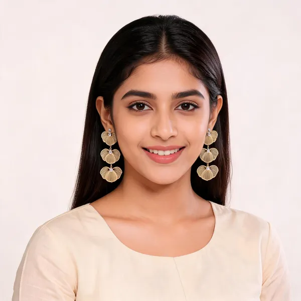 Gold_Toned_Floral_Petal_Drop_Earrings_With_Crystal_Accent