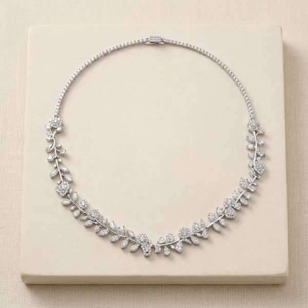 Silver_Rhodium_Plated_Floral_Necklace_And_Earrings_Set_For_Women