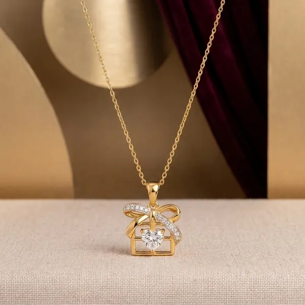 Gold_Plated_Bow_Gift_Box_Heart_Pendant_Necklace_For_Women