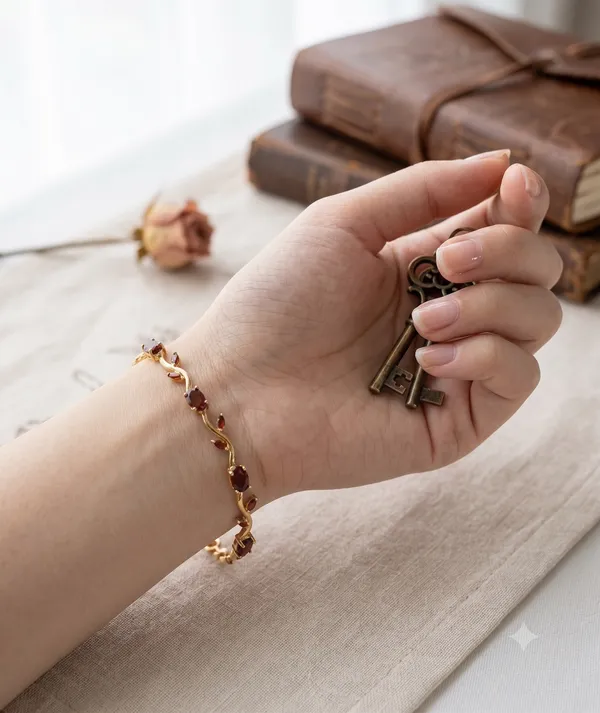 Gold_Vine_Link_Bracelet_With_Amber_Stones_For_Women