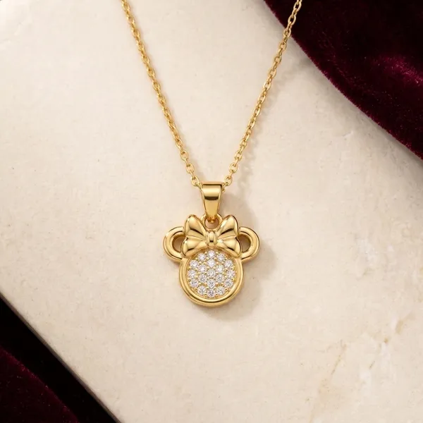 Gold_Plated_Mickey_Mouse_Studded_Pendant_Necklace_For_Women