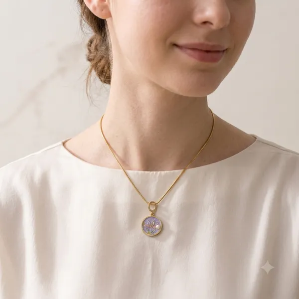 Gold_Toned_Purple_Enamel_Floral_Pendant_Necklace