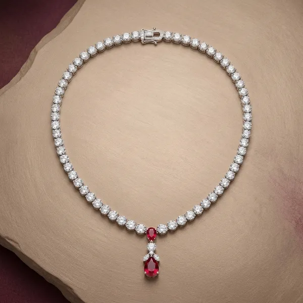 Silver_Toned_Pink_Stone_Studded_Necklace_And_Earrings_Set