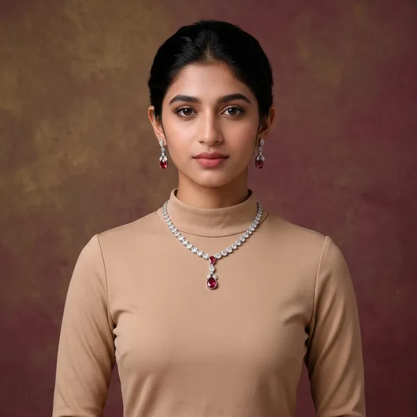 Silver_Toned_Pink_Stone_Studded_Necklace_And_Earrings_Set