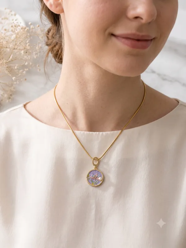 Gold_Toned_Purple_Enamel_Floral_Pendant_Necklace