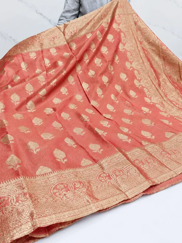 Coral_Tissue_Silk_Banarasi_Zari_Woven_Saree_For_Women
