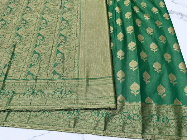 Green_Tissue_Silk_Banarasi_Zari_Buti_Woven_Saree_For_Women