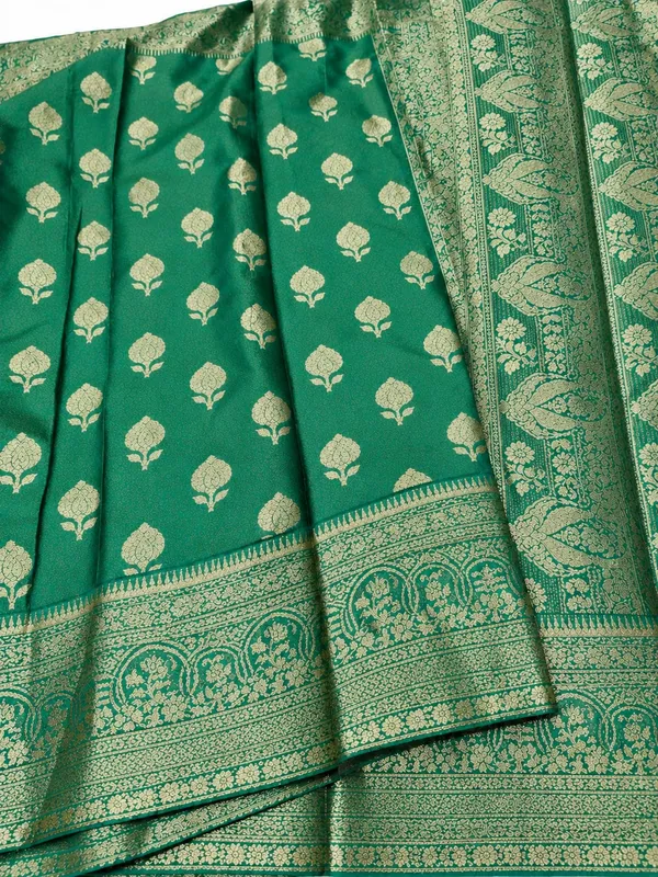 Green_Tissue_Silk_Banarasi_Zari_Buti_Woven_Saree_For_Women