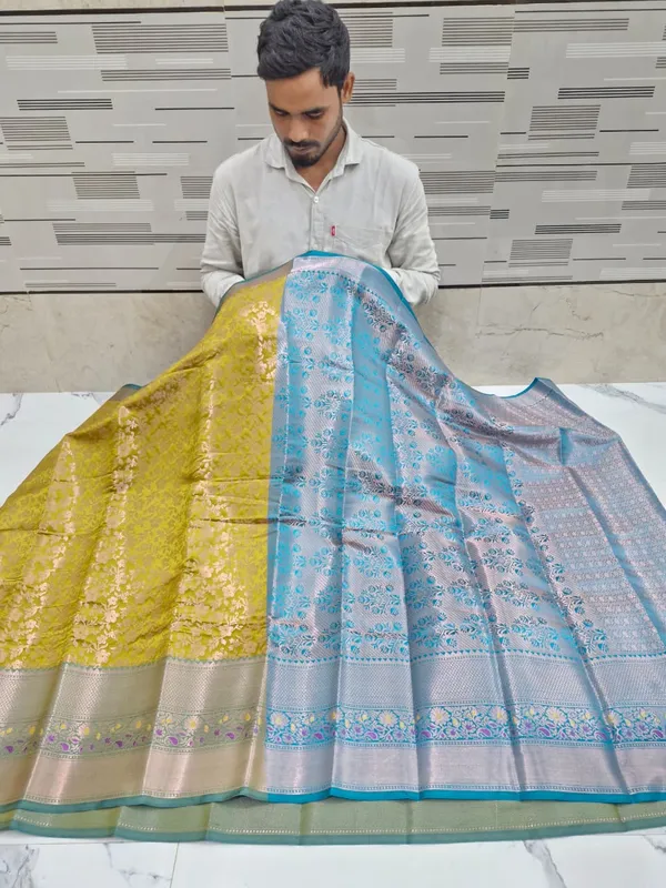 Yellow_Blue_Karishma_Silk_Floral_Zari_Woven_Saree_For_Women