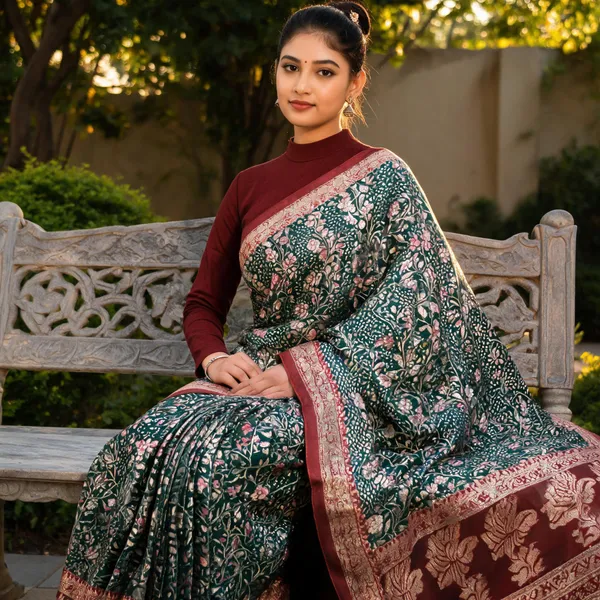 Kanjivaram_Meenakari_Bottal_Green_Zari_Woven_Floral_Banarasi_Silk_Saree_For_Women
