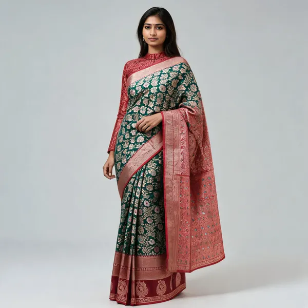 Kanjivaram_Meenakari_Green_Silk_Banarasi_Floral_Zari_Woven_Saree_For_Women