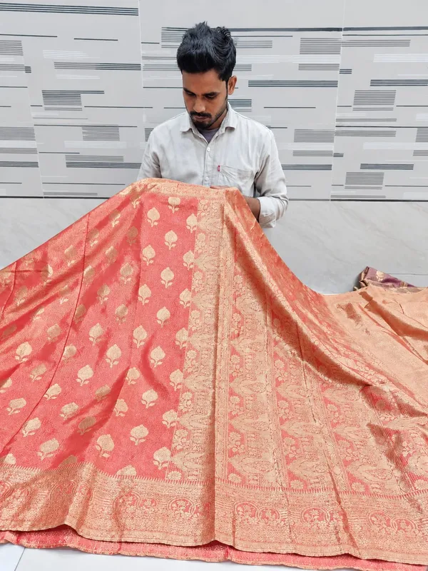 Coral_Tissue_Silk_Banarasi_Zari_Woven_Saree_For_Women
