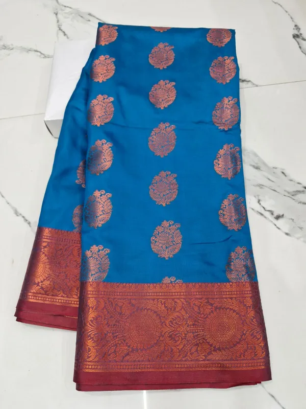 Softy_Rich_Pallu_Dark_Zari_Woven_Red_Border_Banarasi_Saree_For_Women