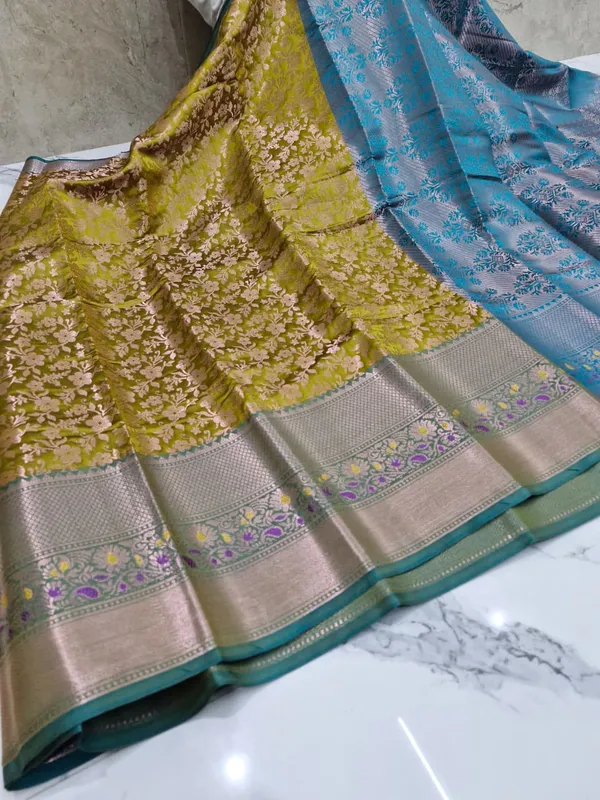 Yellow_Blue_Karishma_Silk_Floral_Zari_Woven_Saree_For_Women
