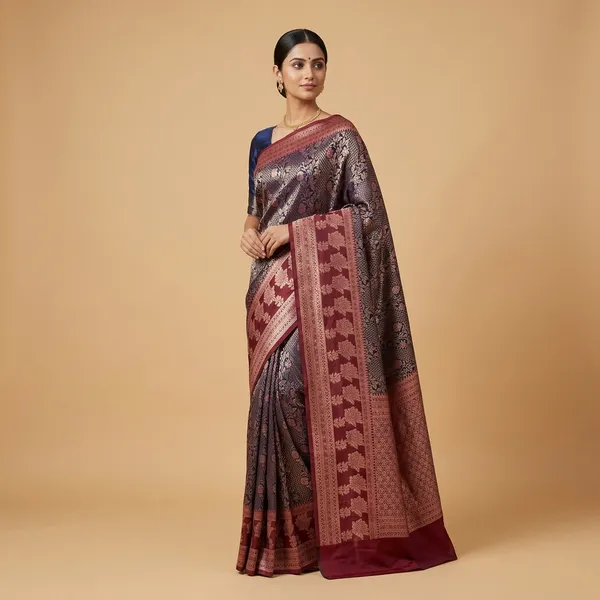 Kanjivaram_Meenakari_Navy_Blue_Silk_Zari_Woven_Floral_Banarasi_Saree_For_Women