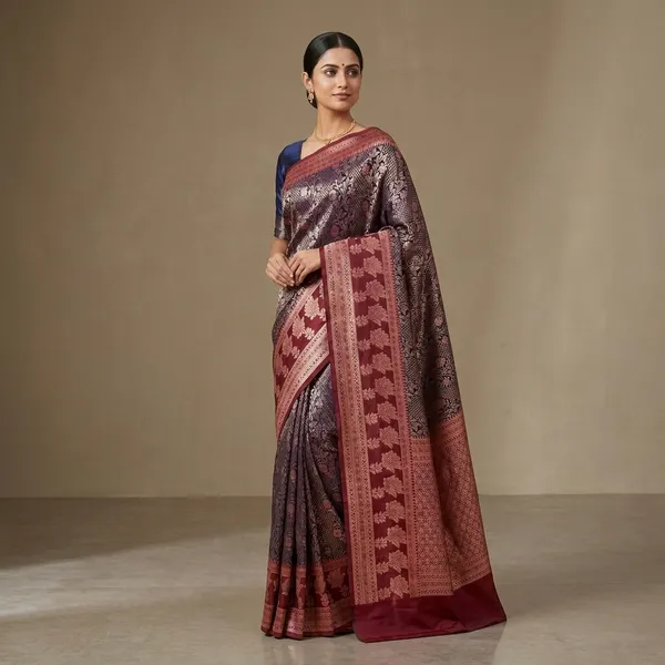 Kanjivaram_Meenakari_Navy_Blue_Silk_Zari_Woven_Floral_Banarasi_Saree_For_Women
